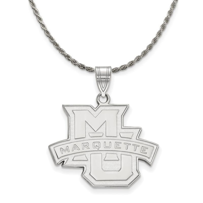 Sterling Silver Marquette U Large 'Mu' Necklace - 26 Inch